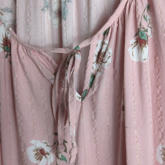 Cottagecore Boho Pink Pull-Over Blouse Rayon w/gold Thread Women's 2x - Picture 6 of 9